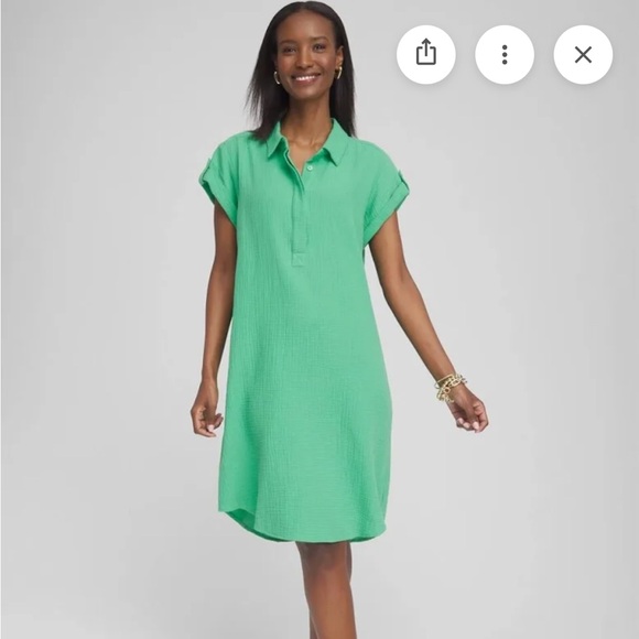 Chico's Dresses & Skirts - Chicos 100% gauze cotton roll tab sleeve collared dress. Preppy. Lightweight. 20